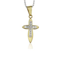 In stock stainless steel crystal 14k gold pendant,single cross pendant design